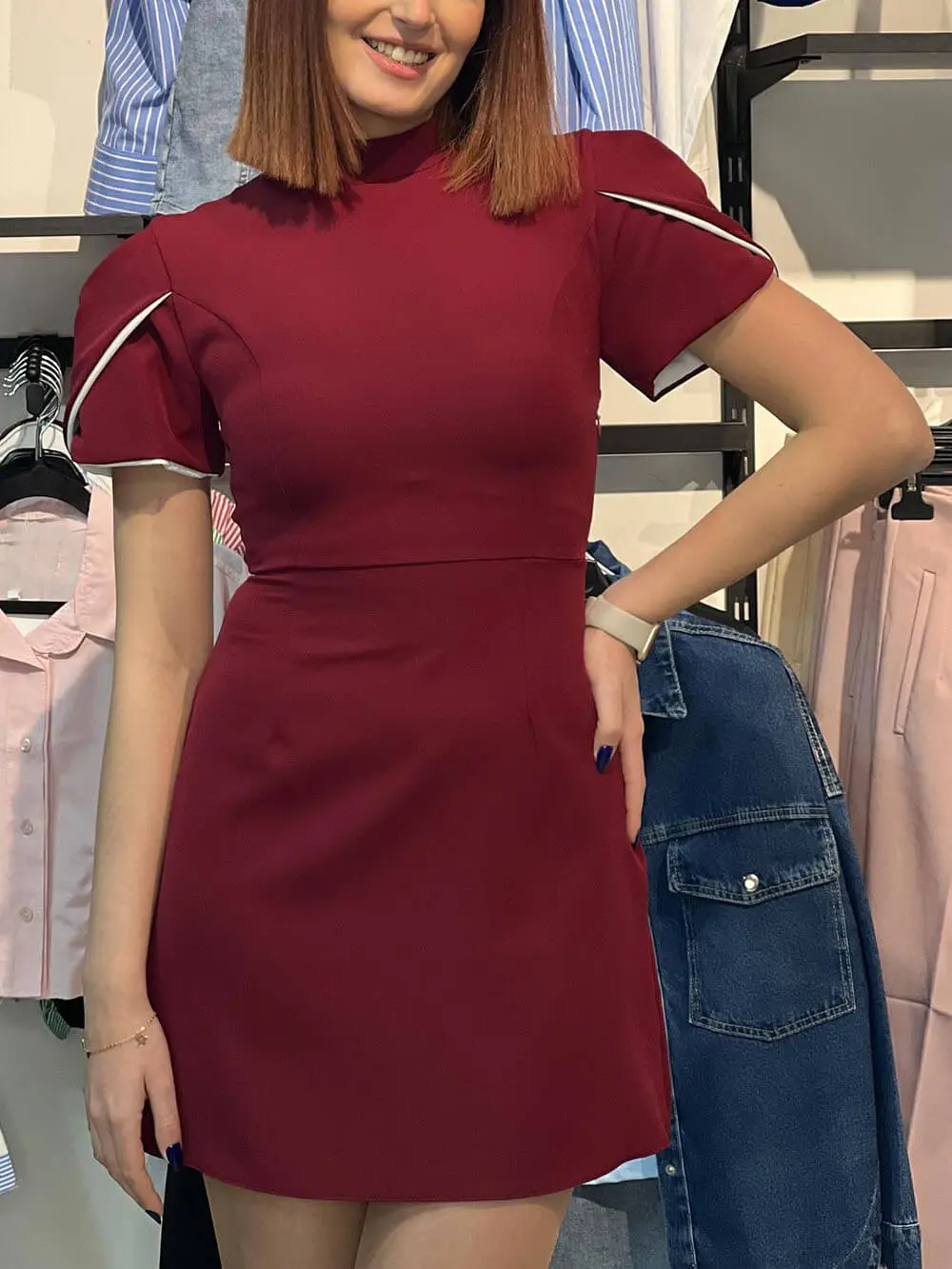 Moment Slit Short Sleeve Backless Mini Dress