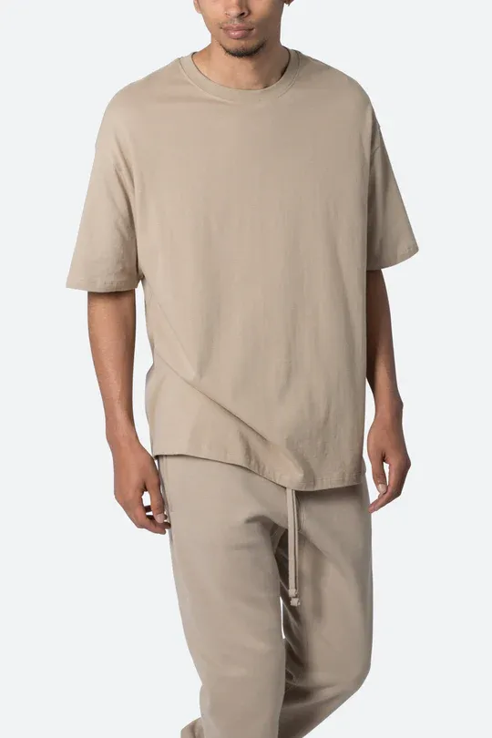 KHAKI OVERSIZED CREW-NECK T-SHIRT