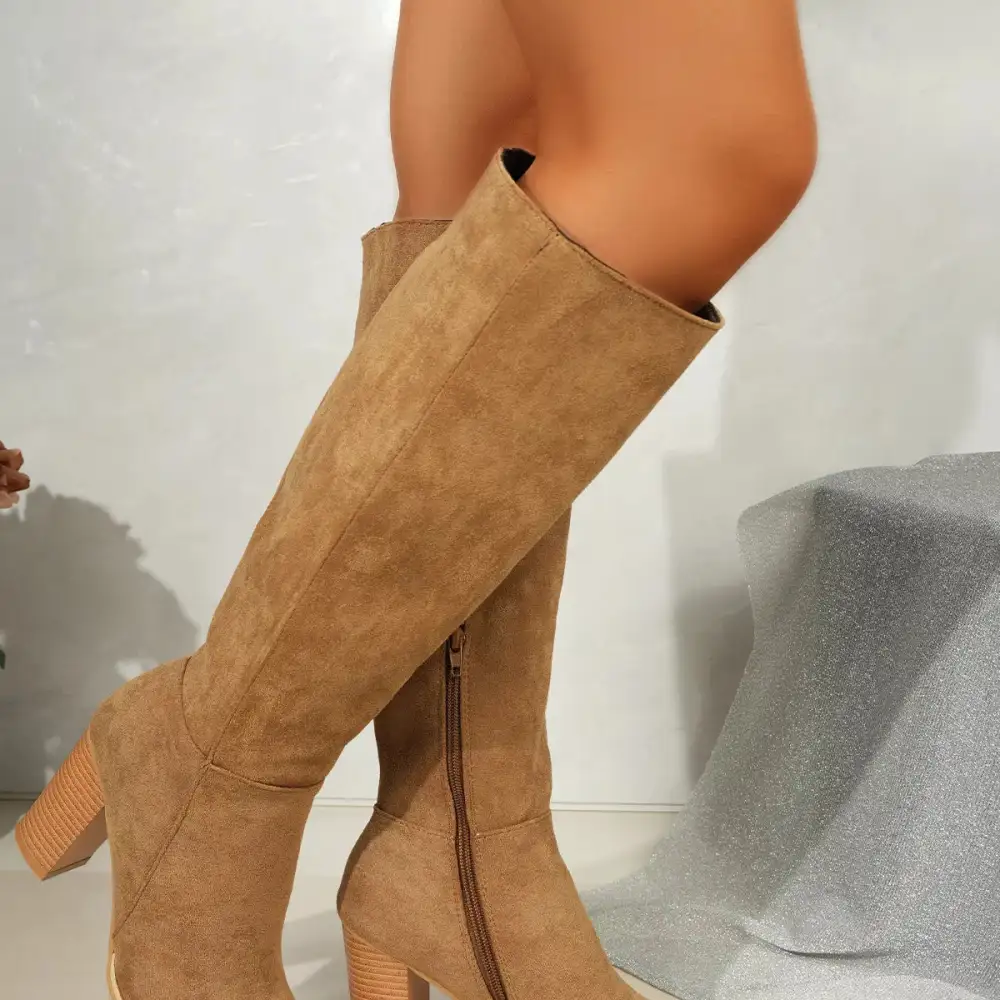 Modern Refined Pointed Toe Block Heel Boots