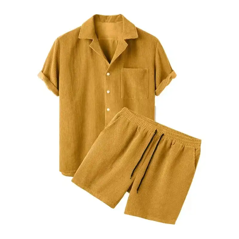 Corduroy Shirt Shorts Set