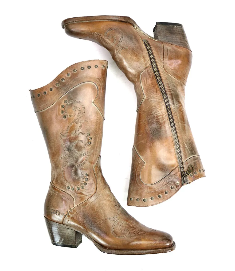 Floral-Stitched Studded Heritage Western Boots
