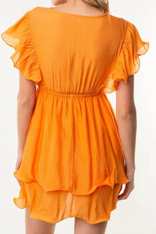 Layered Woven Short Sleeve Mini Dress