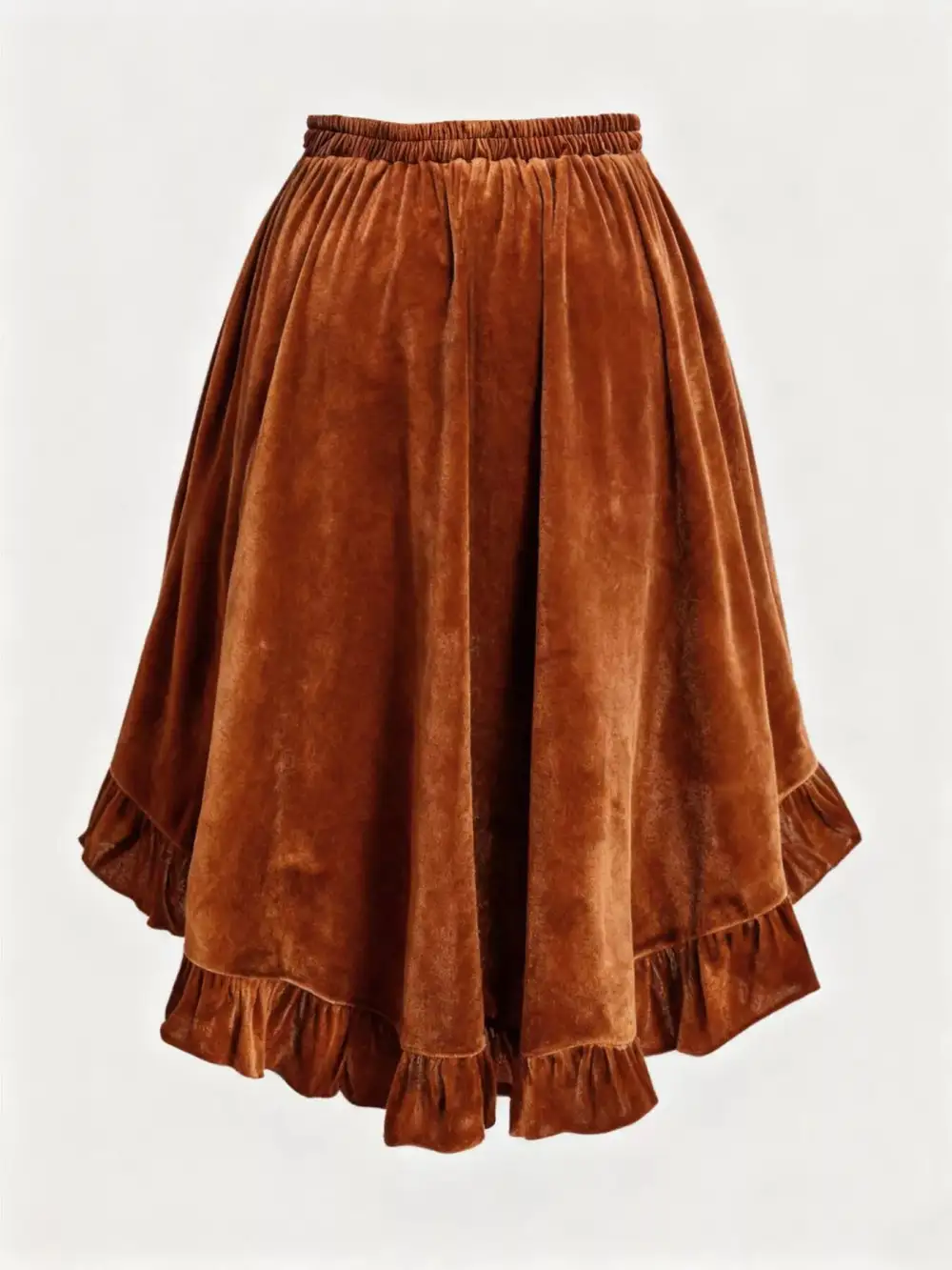 Ruffle Trim Velvet Skirt