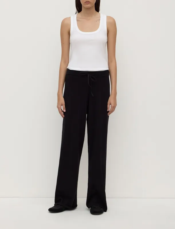 Black Cotton Cashmere Lounge Pant
