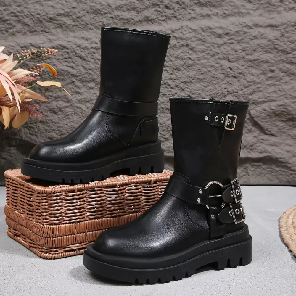 Versatile Round Toe Block Heel Boots
