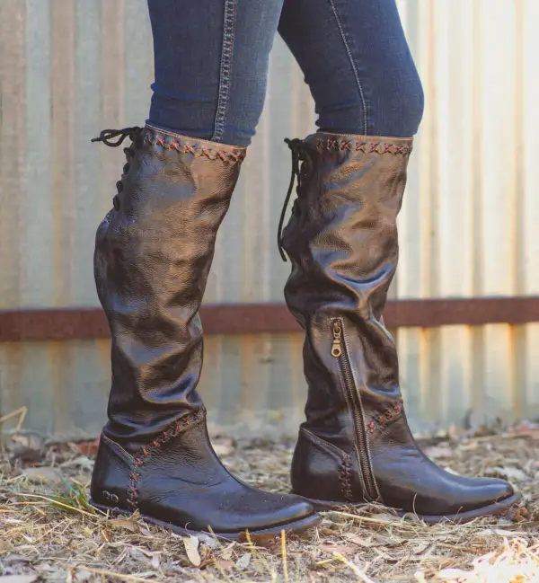 Side Zip Leather Ankle Boots