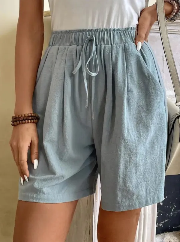 Solid High Waisted Shorts