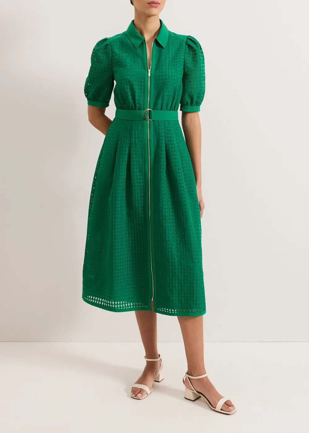 Fashion Hollow Texture Bubble Short Sleeve Dress