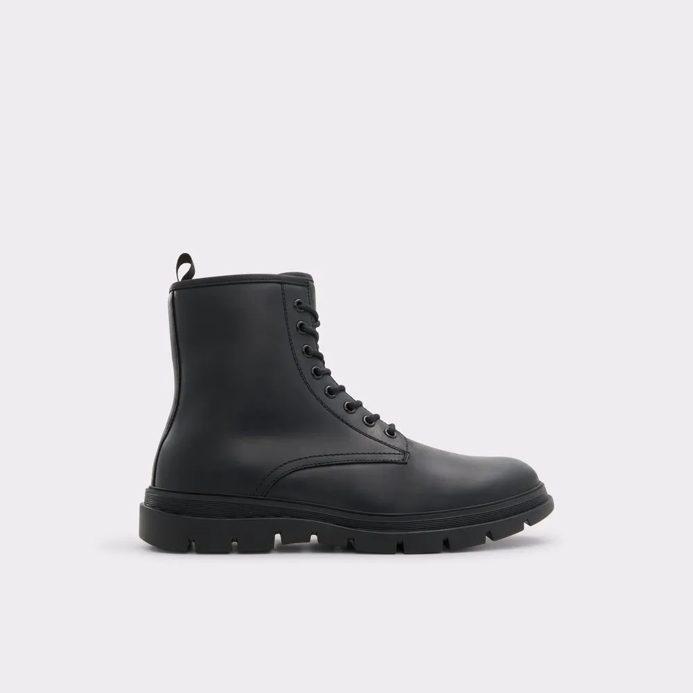 Open Black High Top Flat Lace-Up Men's Boots