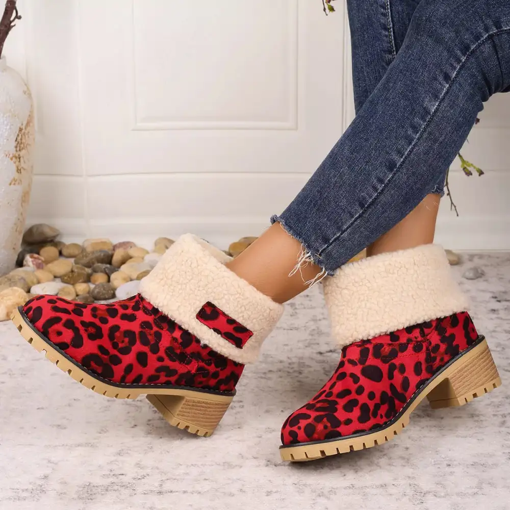 Print Plush Lined Boots