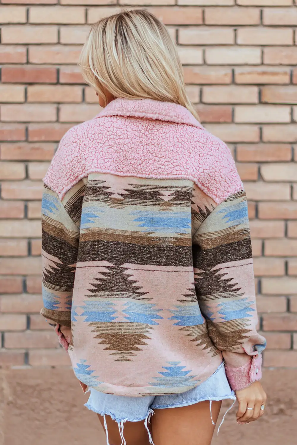 Western Pattern Geometric Pattern Sherpa Coat Jacket
