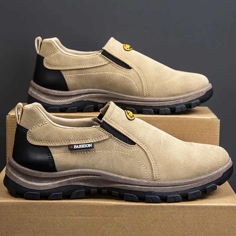 Men's Large Size Hiking Shoes Casual Shoes Non-Slip Walking Shoes Soft Sole Slip-On Dad Sneakers