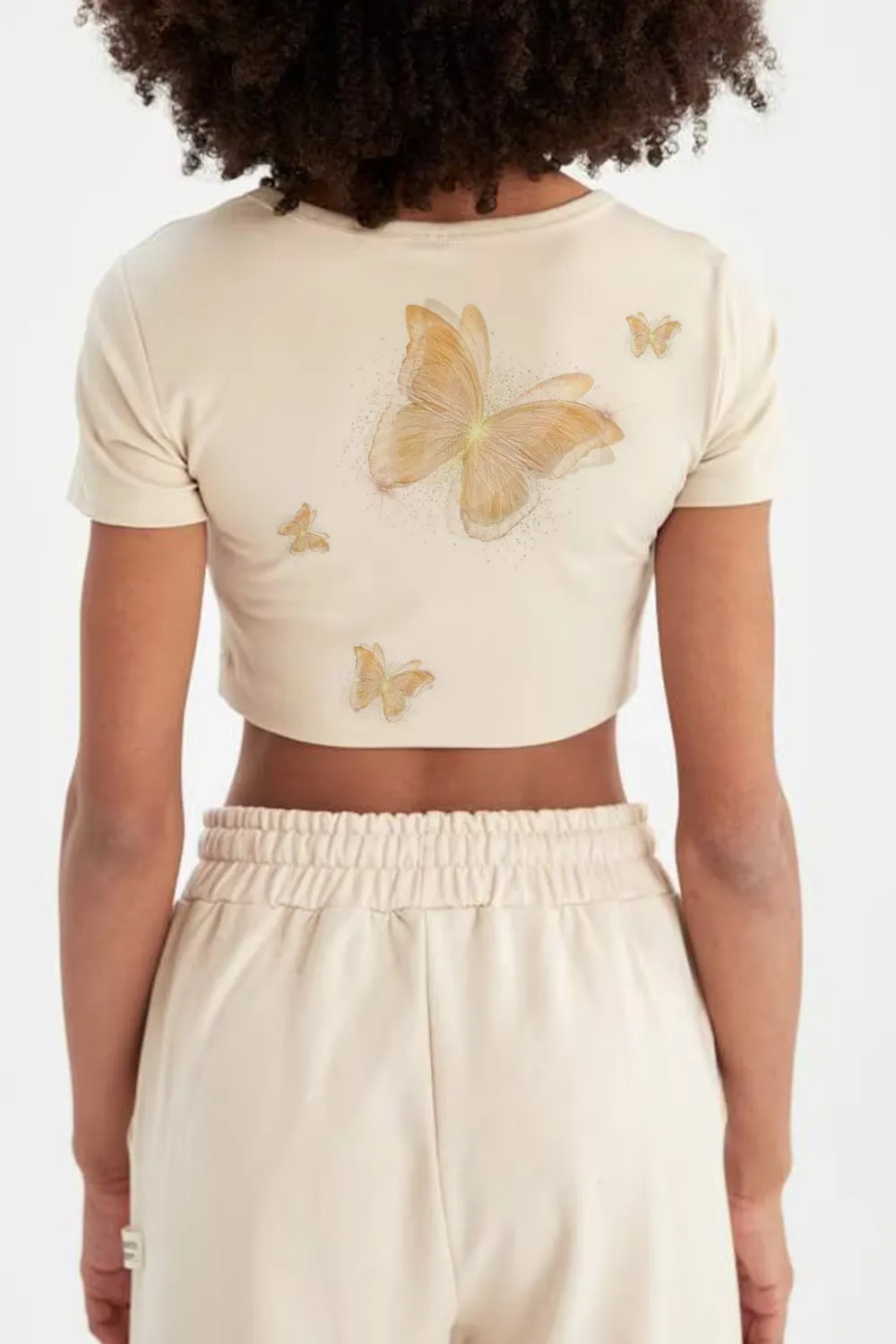 Crew Neck Short Sleeve Crop T-Shirt
