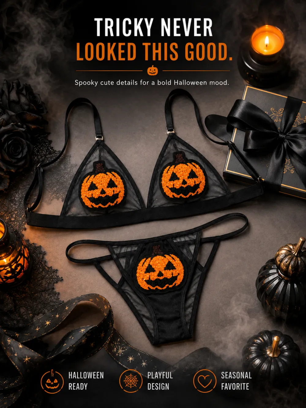 Halloween Sexy Lingerie Set / Halloween Costume Lingerie / Spooky Cute Intimate Set