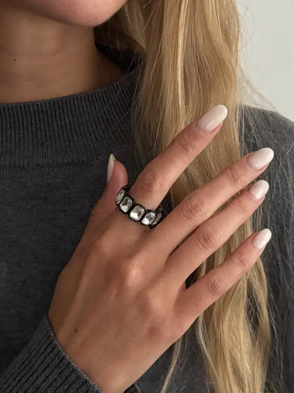 Geometric Rhinestone Alloy Ring