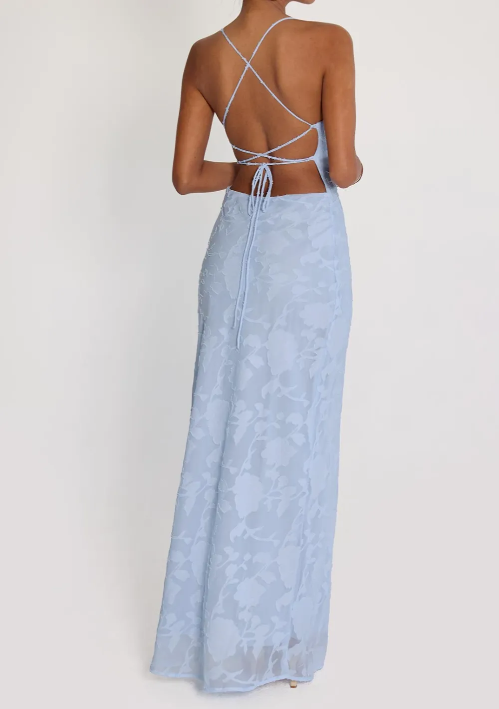 Graceful Drape Lace Detail Maxi Dress