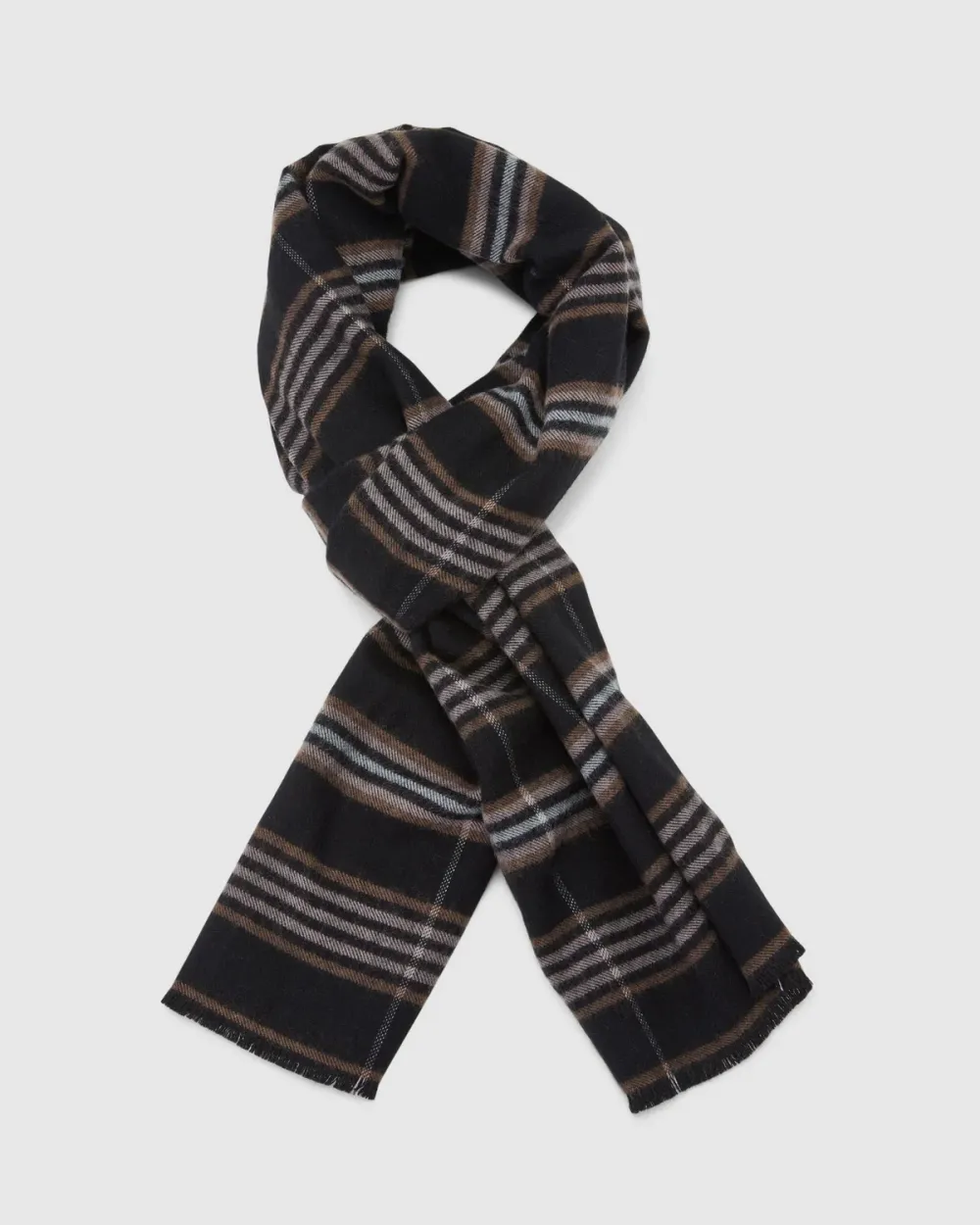 Brown Striped Classic Knit Scarf