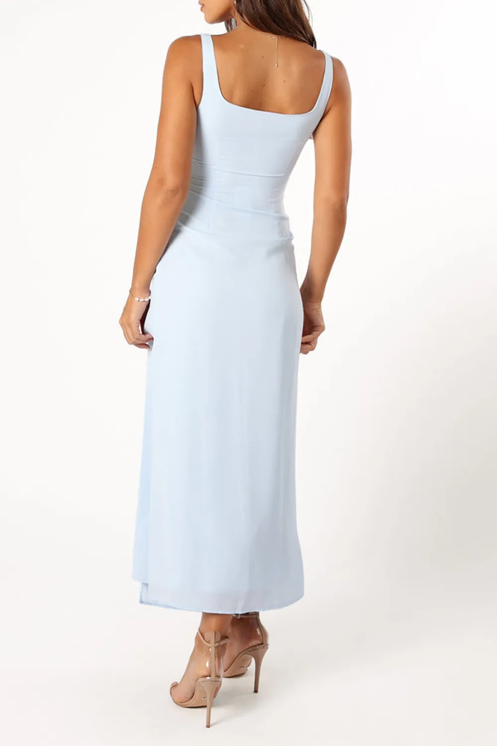 NADEA FAUX WRAP MAXI DRESS - BLUE