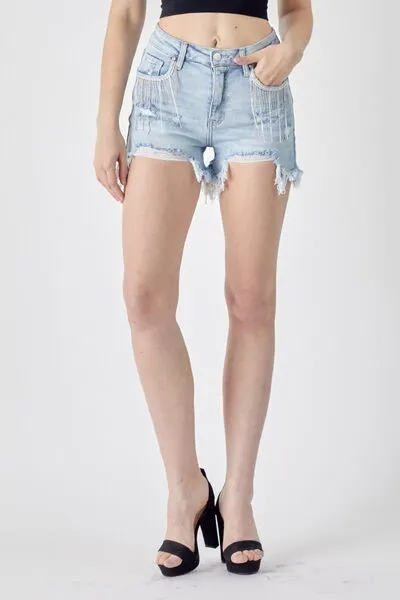 Frayed Hem Pocket Detail Shorts