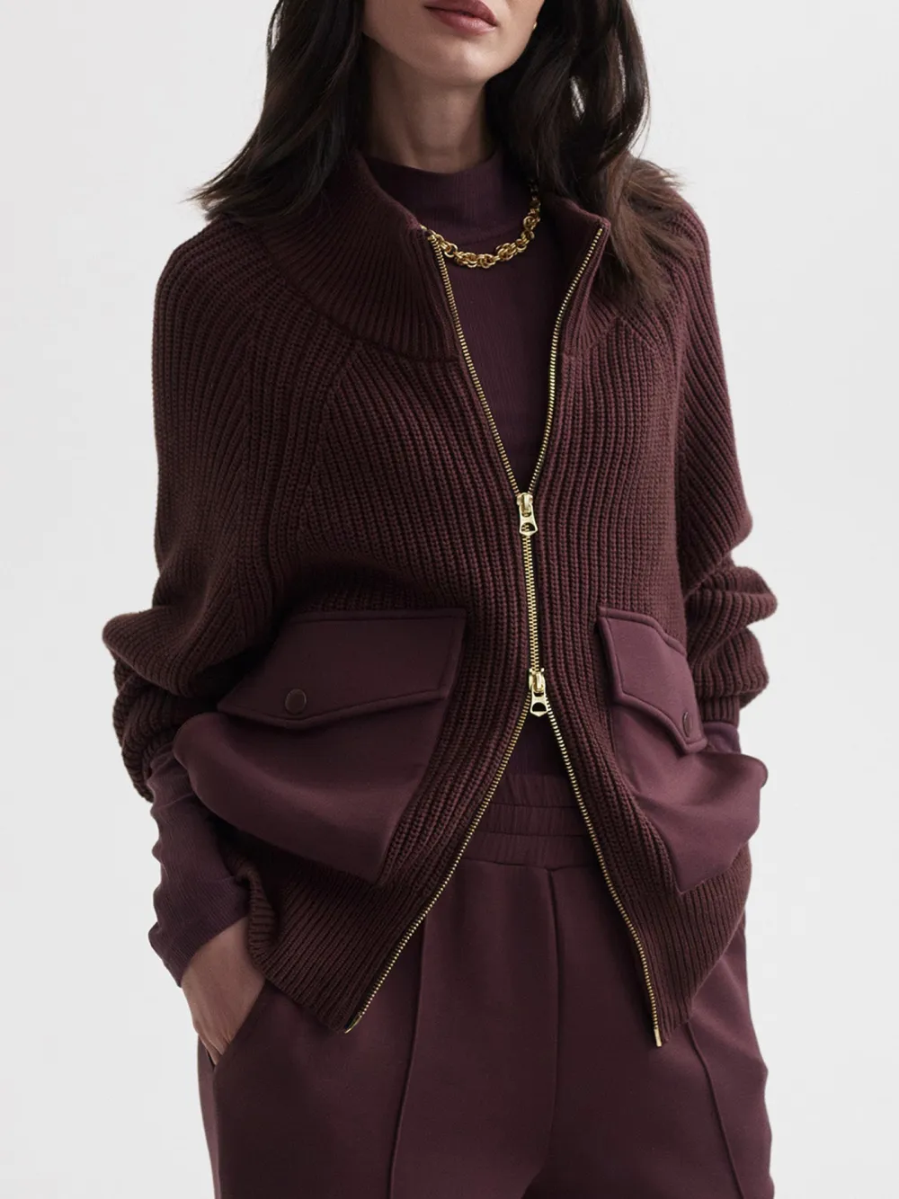 Cotton Half-Zip Knit Jackets