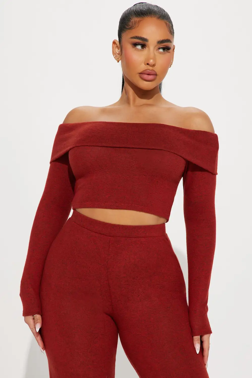 Jamie Brushed Knit Pant Set - Rust