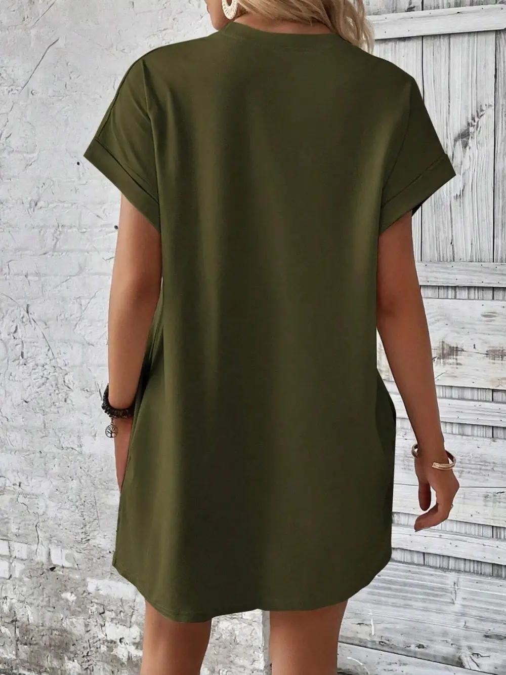 Easy Fit Round Neck Short Sleeve Mini Dress
