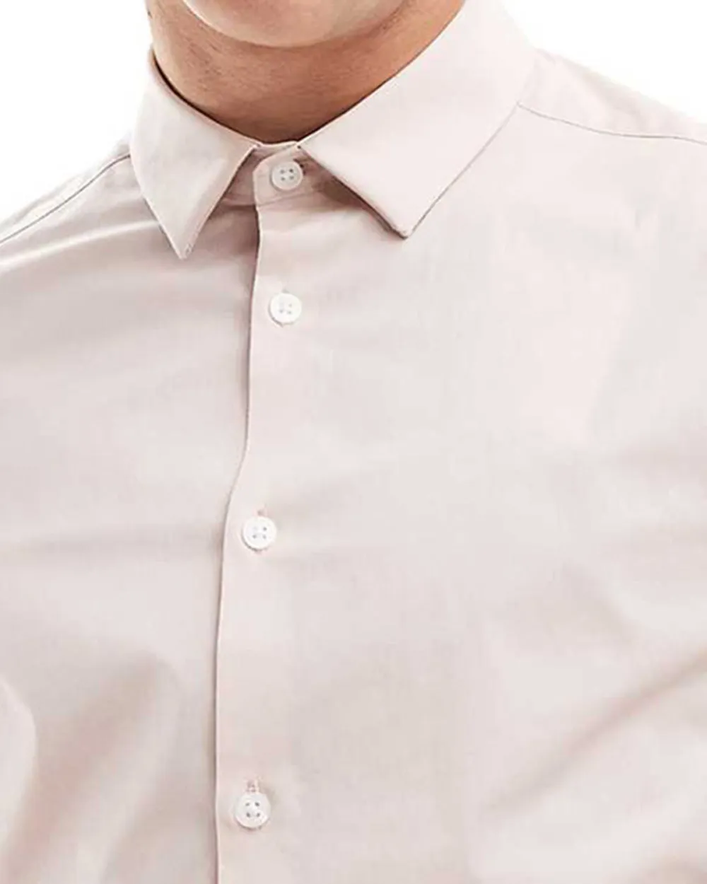 Slim Poplin Shirt In Pale Pink