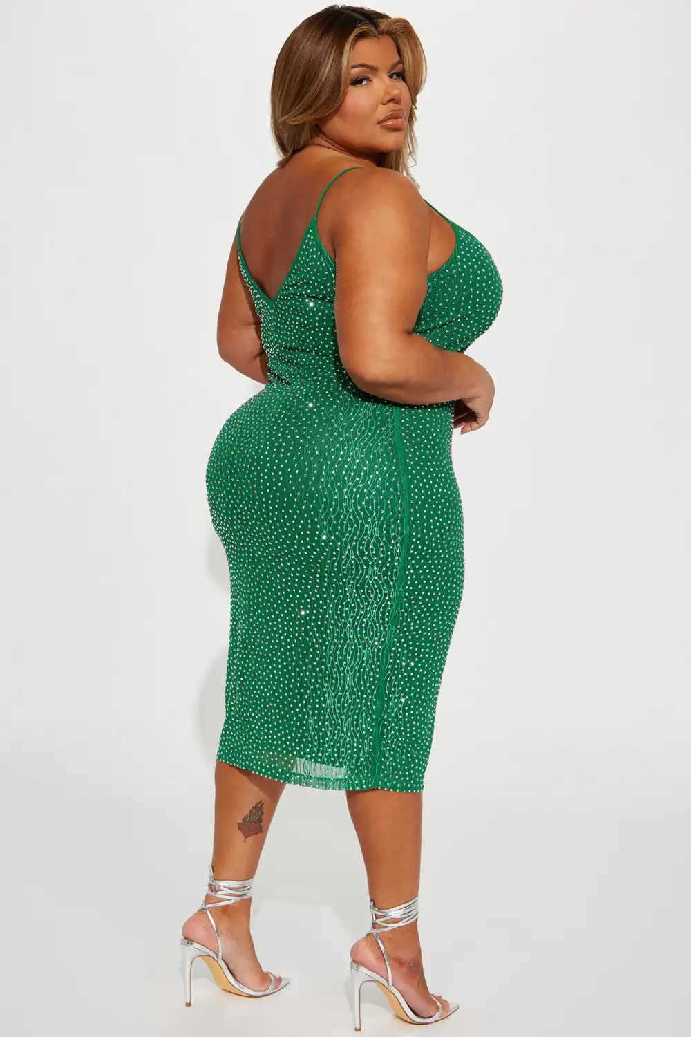 Twilight Zone Mesh Midi Dress - Green
