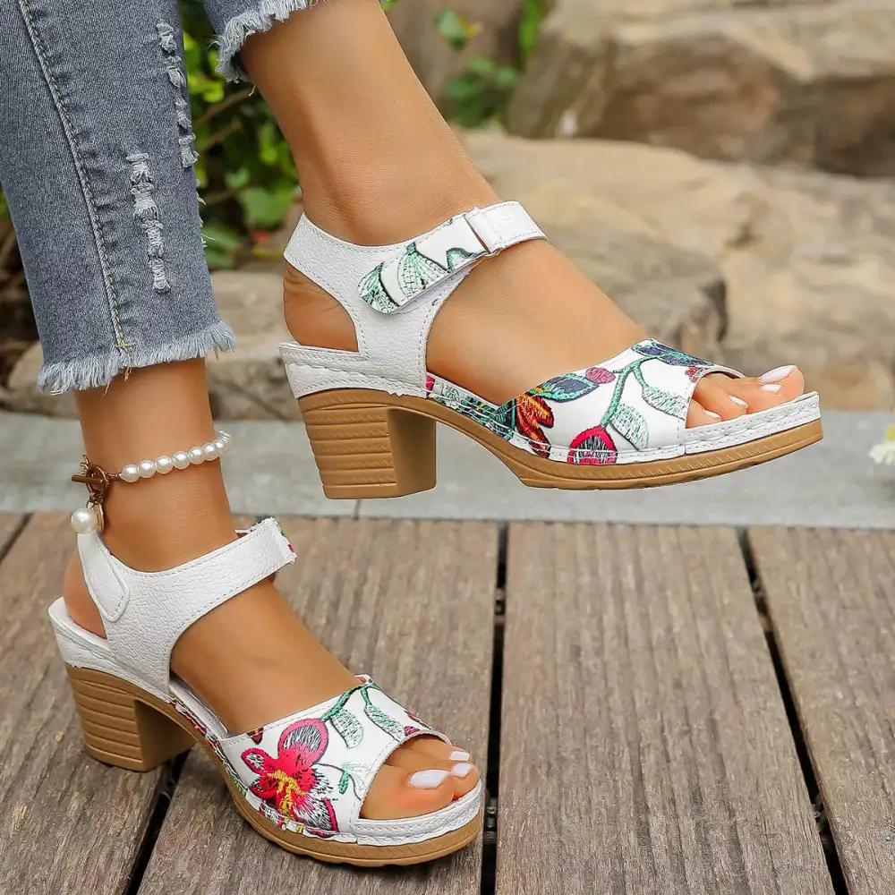 Refined Open Toe Block Heel Sandals