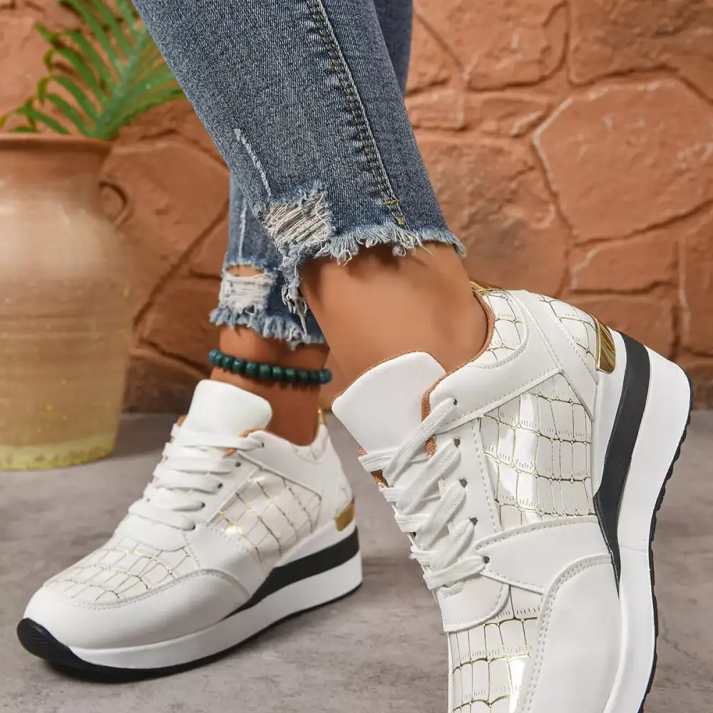 Refined Lace-Up Round Toe Sneakers