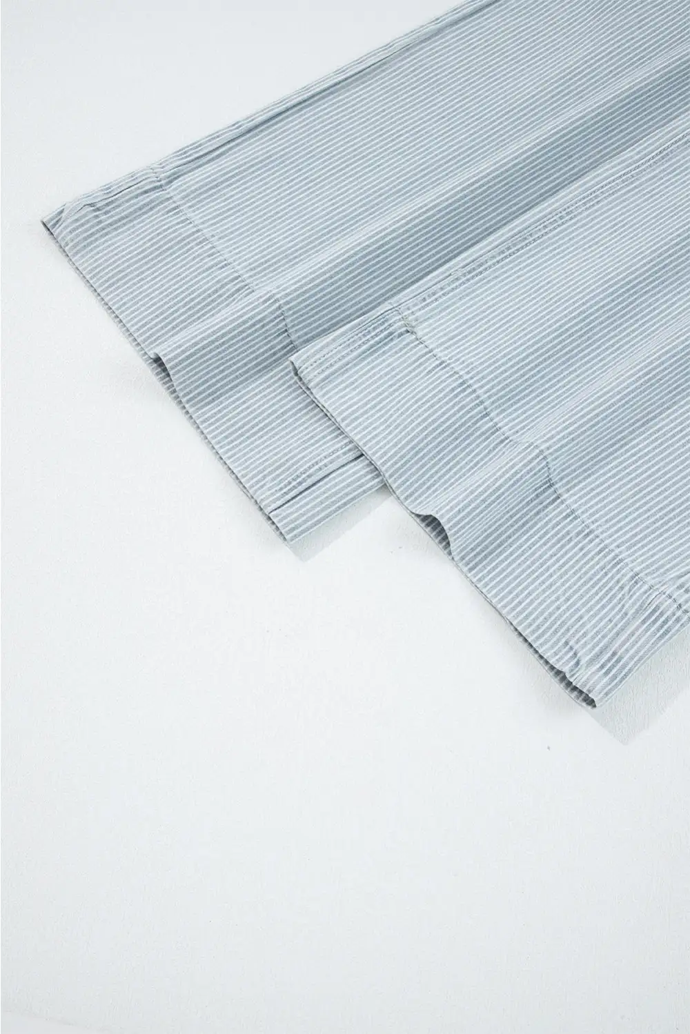 Wide Leg Cuffed Button Stripe Flap Jeans