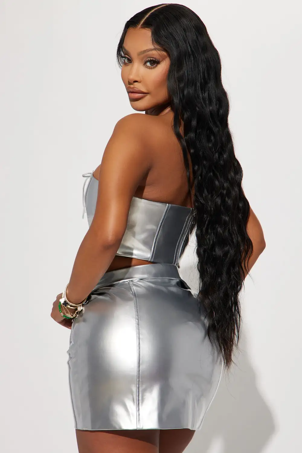 Slay The Night Skirt Set - Silver