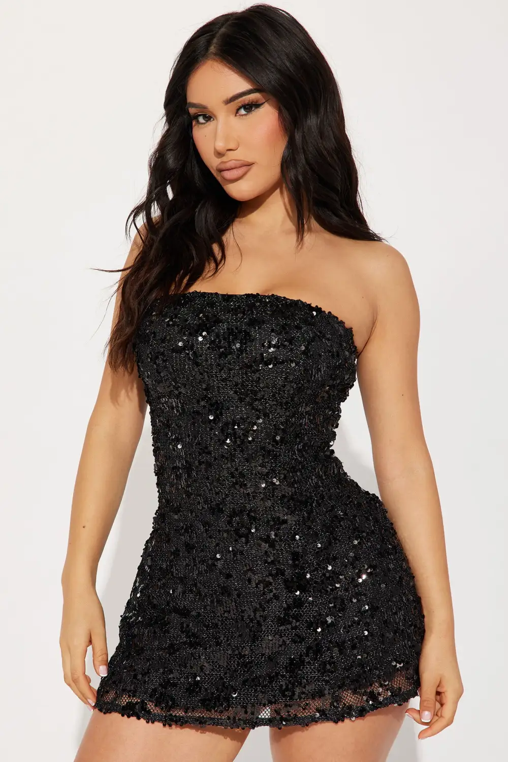 Camille Sequin Mini Dress - Black