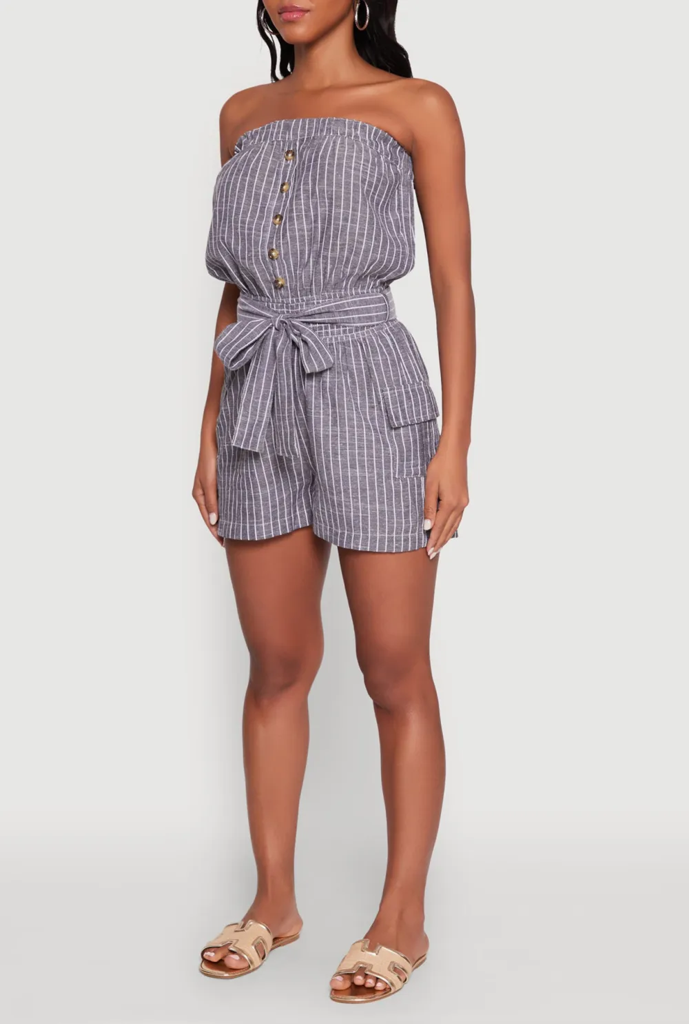 Striped Short Jumpsuit