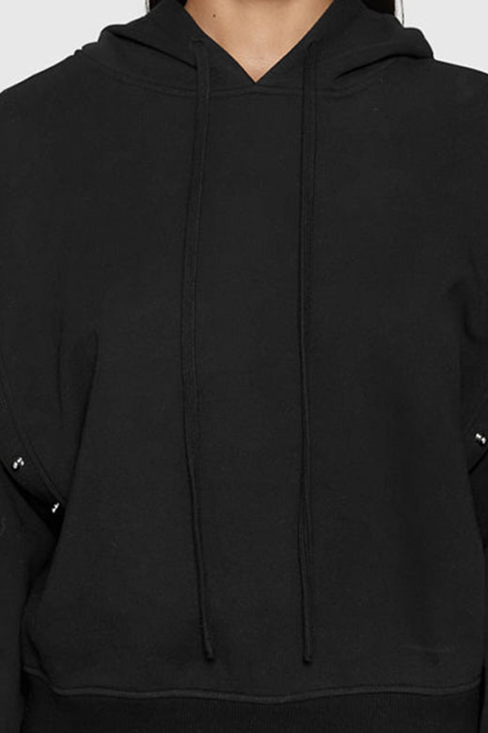 Black Wool Long Sleeve Hooded