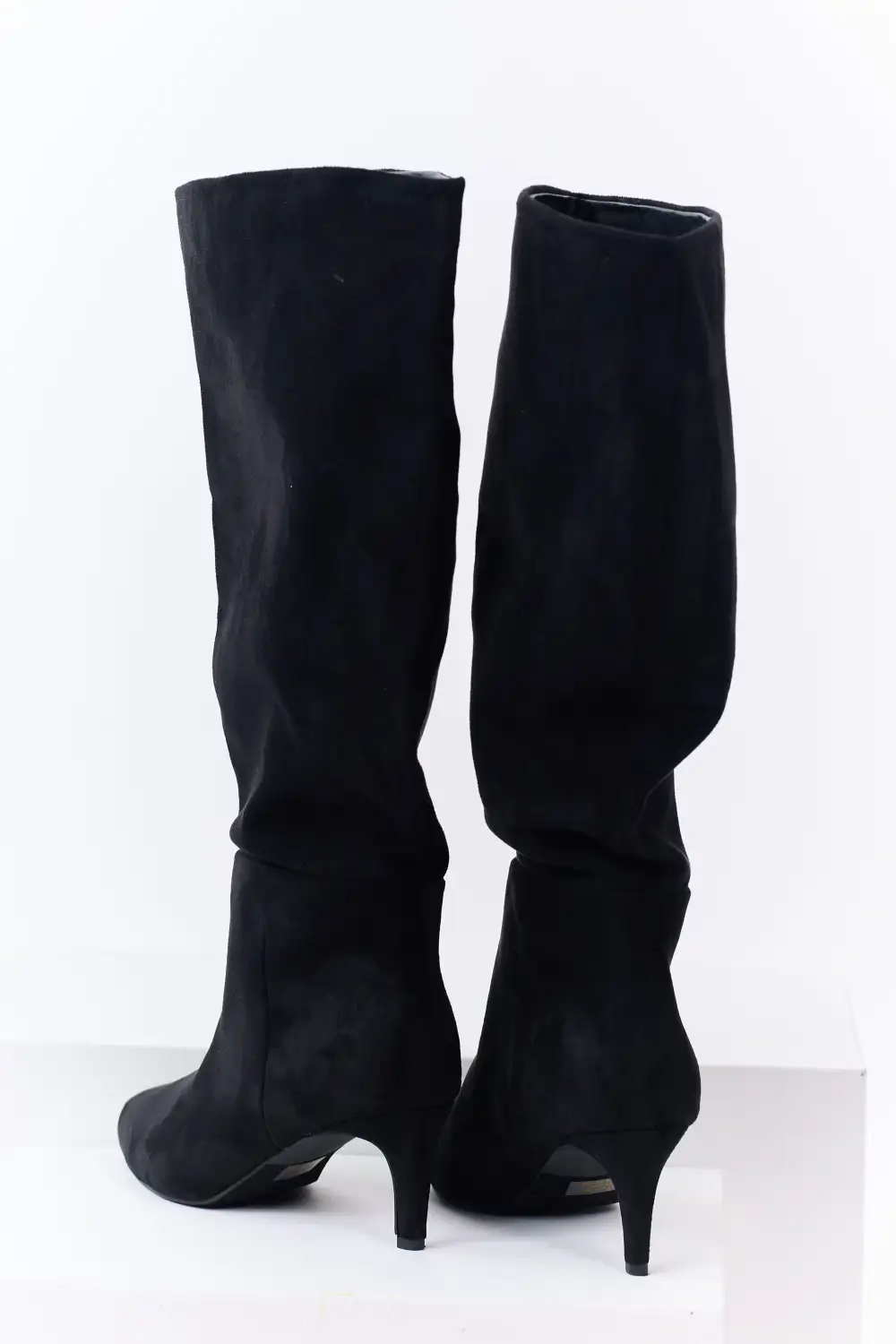 Faux Suede Pointed Toe Heeled Tall Boots