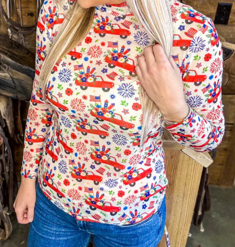 Freedom Fireworks Mesh Top