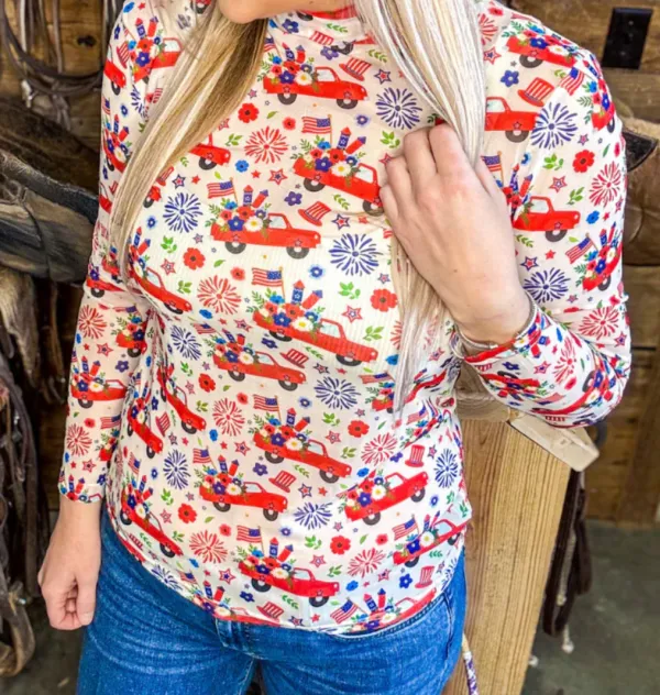 Freedom Fireworks Mesh Top
