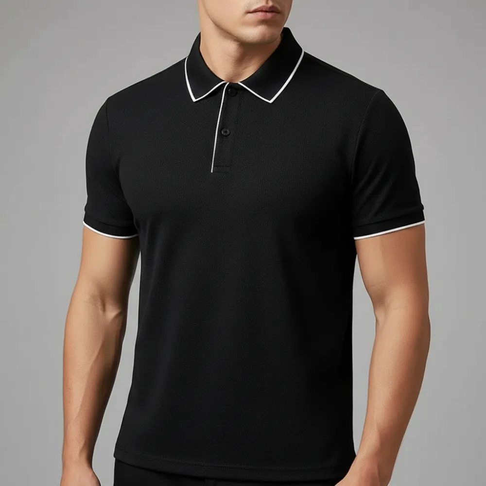 Textured Knit Collar Polo