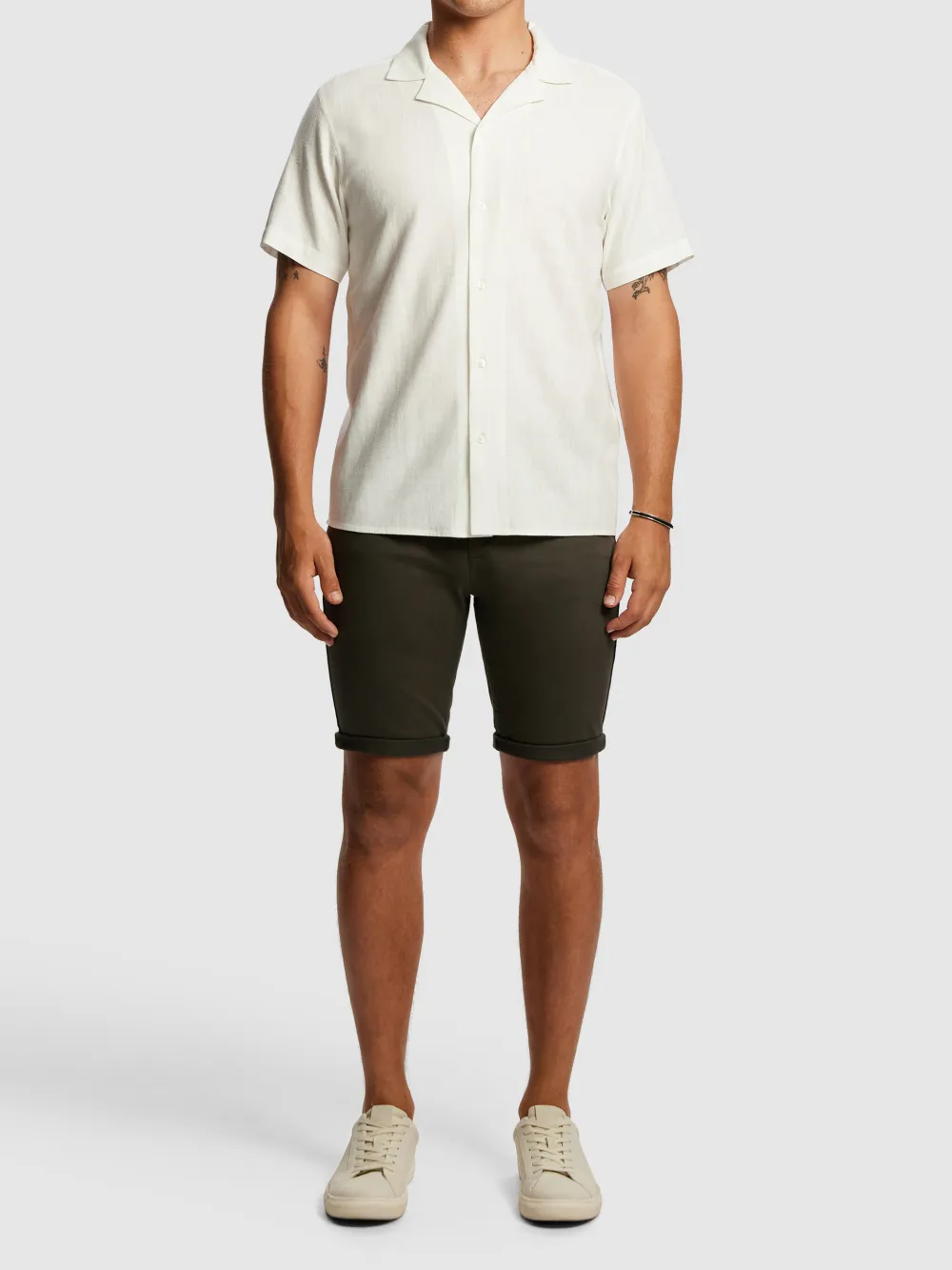 Off White Smooth Finish Short Sleeve Shirt