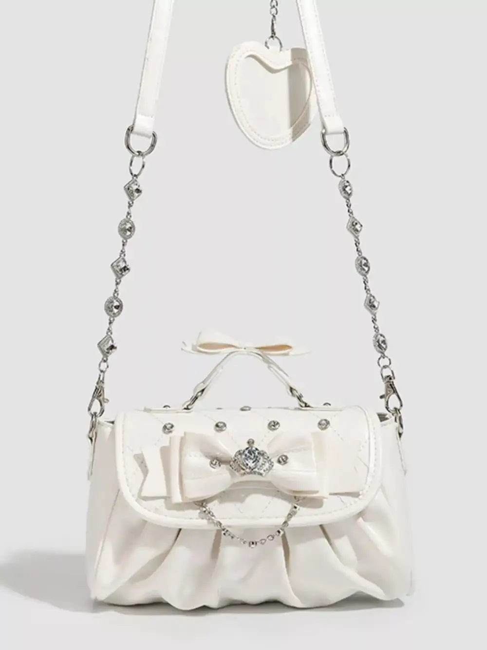 Ruched Bow Crossbody Bag