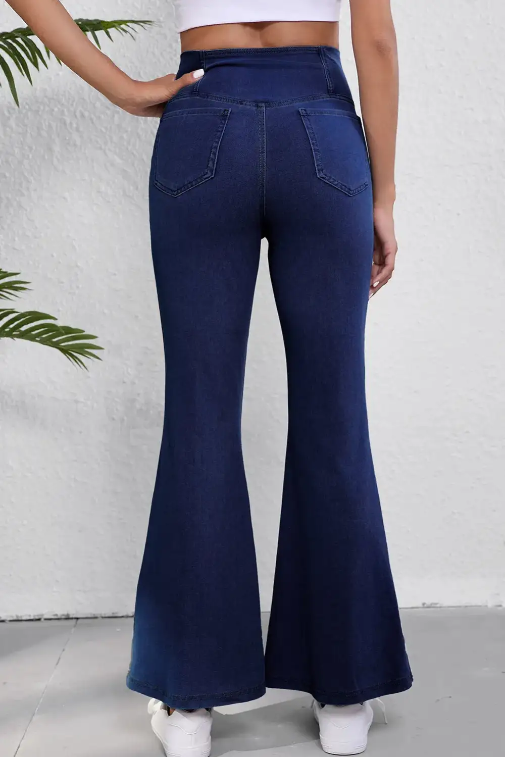 Flare High Waist Dusk Solid Crossed Jeans