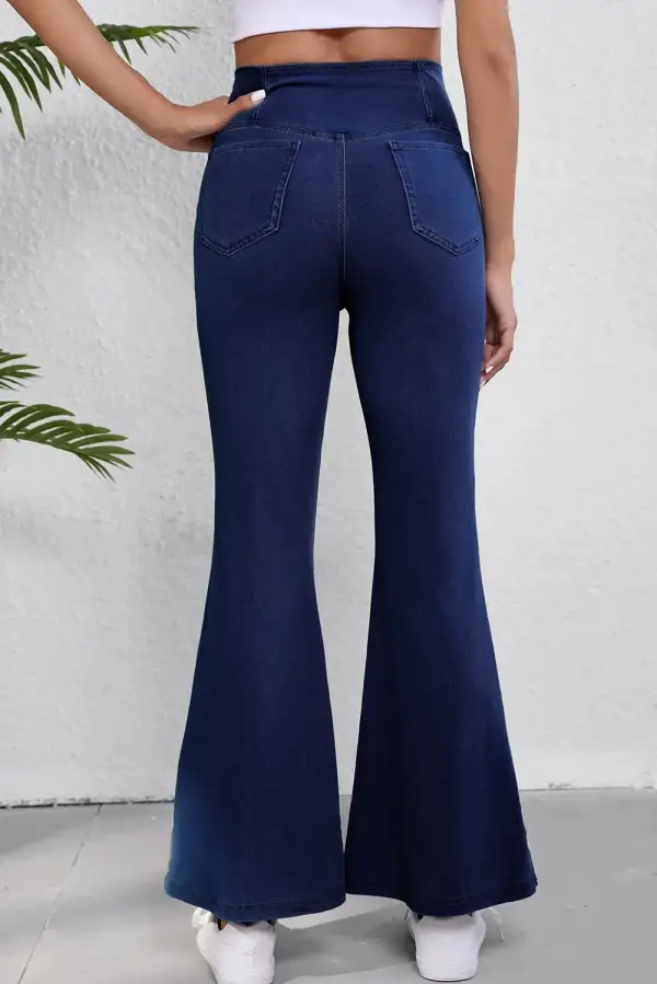 Flare High Waist Dusk Solid Crossed Jeans