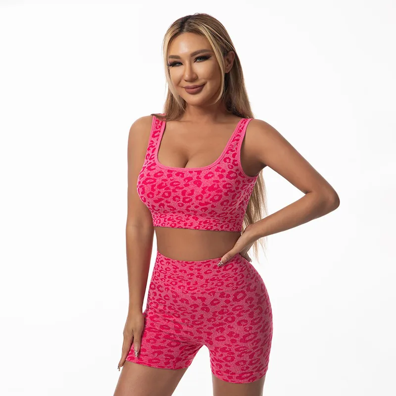 Seamless Leopard & Polka Dot, Sports Bra & Shorts Set SohoChic Sold by Coral Canton