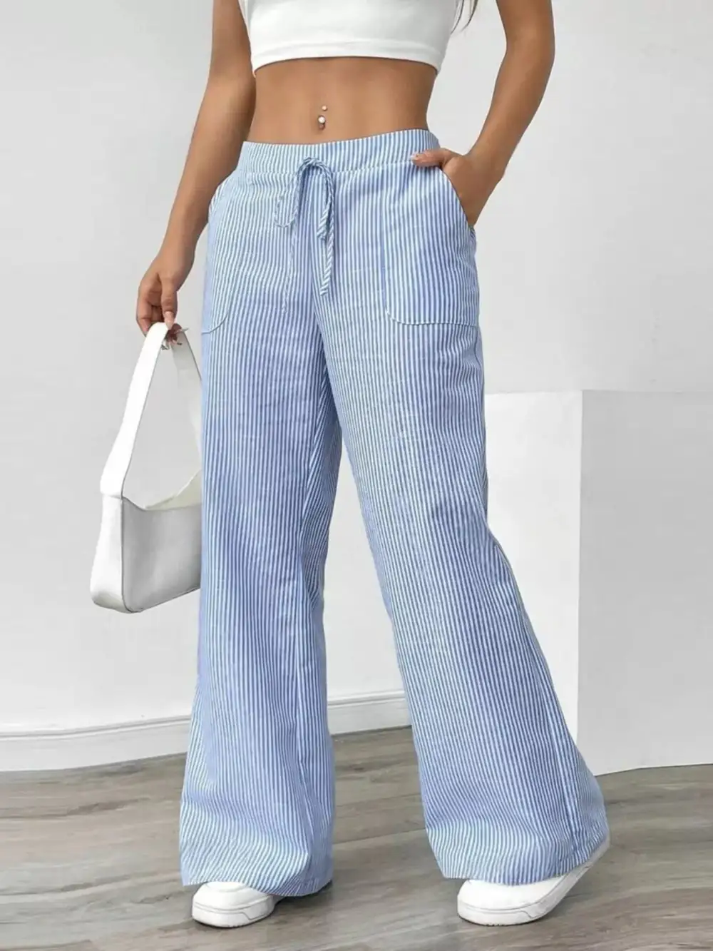 Polished Striped Wide Leg Pants