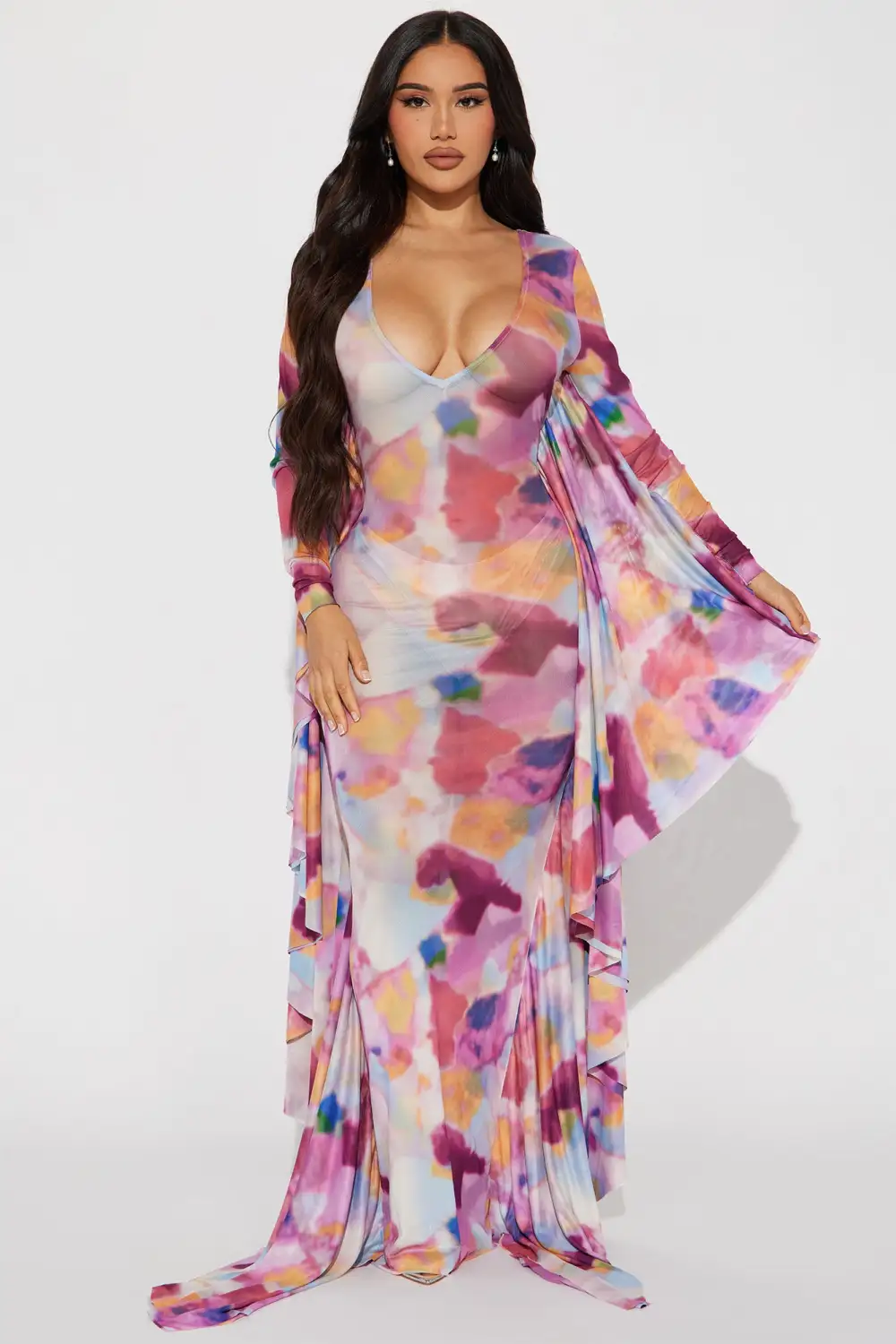 Mariposa Mesh Maxi Dress - Pink/combo