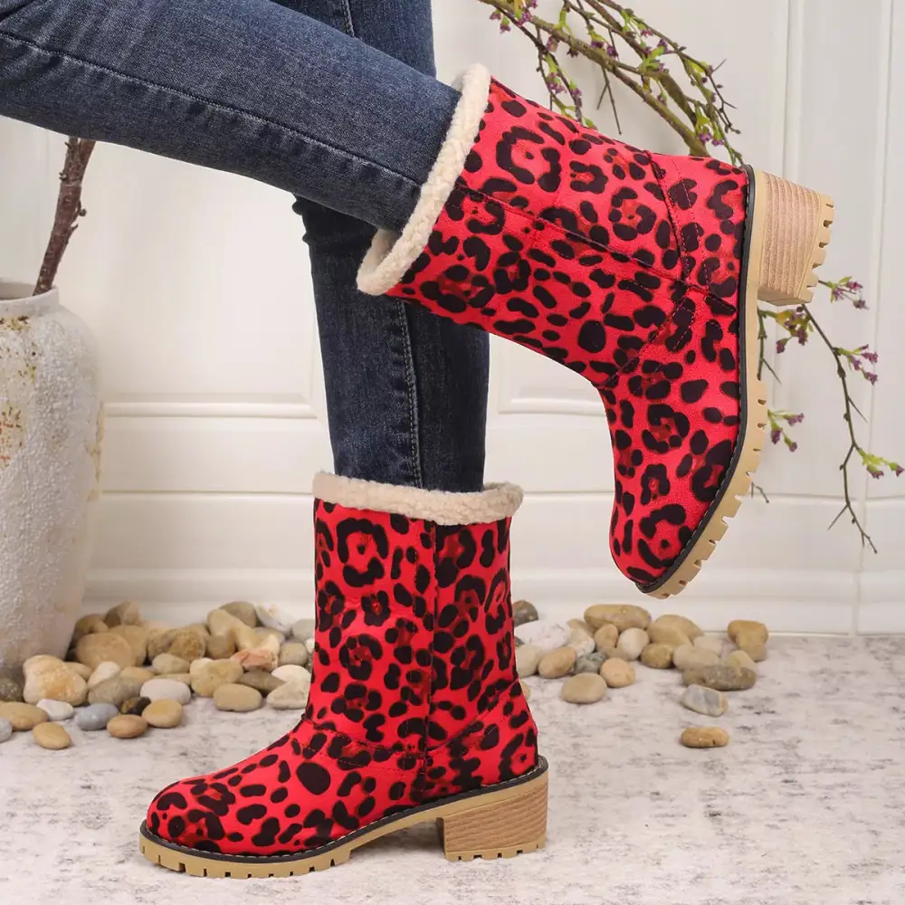 Print Plush Lined Boots