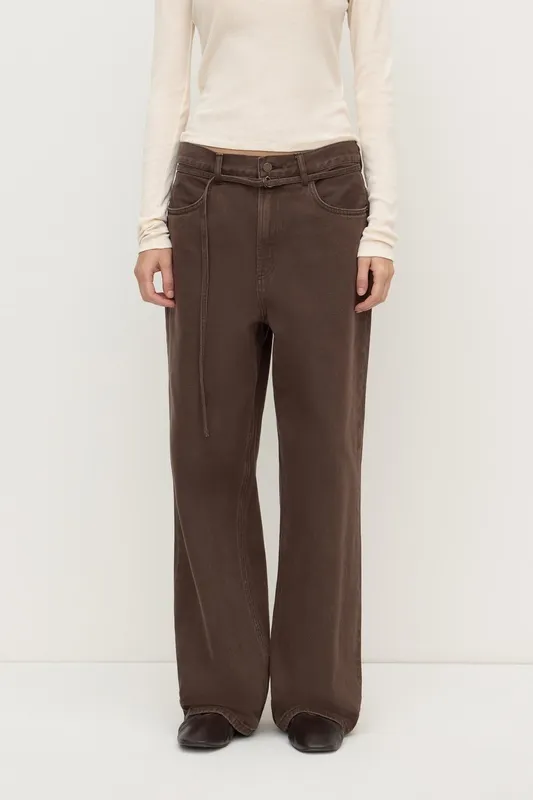 Dark Ganache Loose-Fit Tie-Waist Jeans