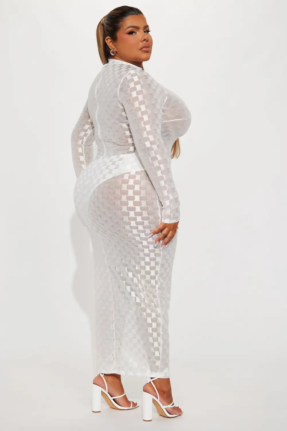 Checkmate Checkered Maxi Dress - White