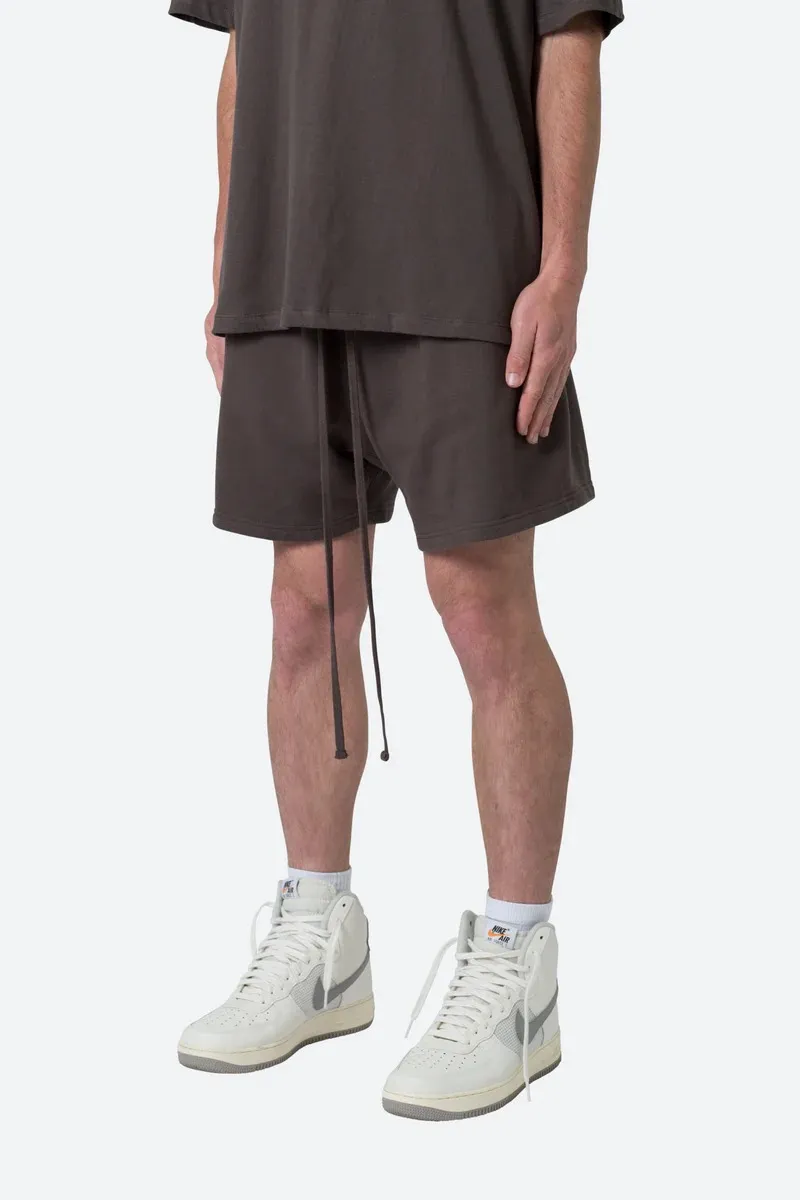 DARK BROWN ELASTIC WAIST LOUNGE SHORTS